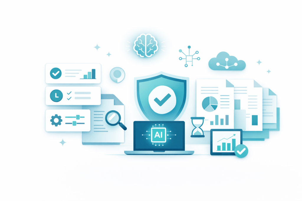 AI productivity tools safe and privacy explained through secure data handling illustration
